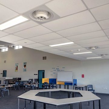 The Airius PureAir Pearl Destratification Fan Series Purifying Air in a School Classroom