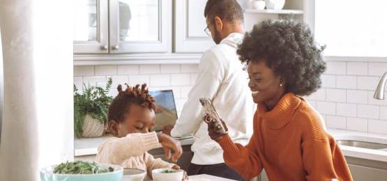 Family kitchen scene