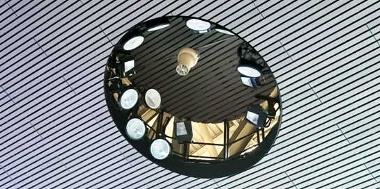 Close Up Showing Airius Destratification Fans Installed At The London Aquatic Centre